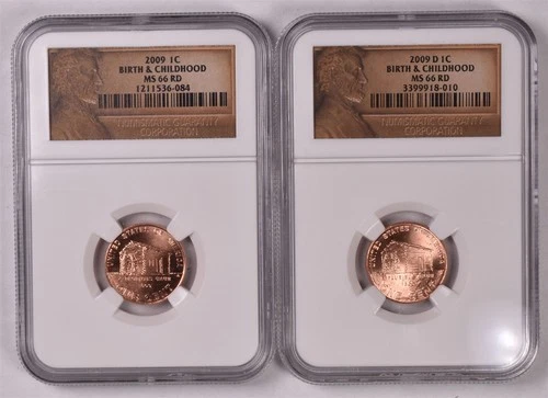 2009-P&D Lincoln Cent Birth & Childhood - NGC MS66 RD