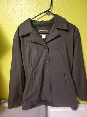 Cheneral The Original Rain Coat Jacket Black Button Up Size Medium