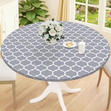 Round Picnic Tablecloth Waterproof Elastic Fitted Table Covers 45" 56" Tables