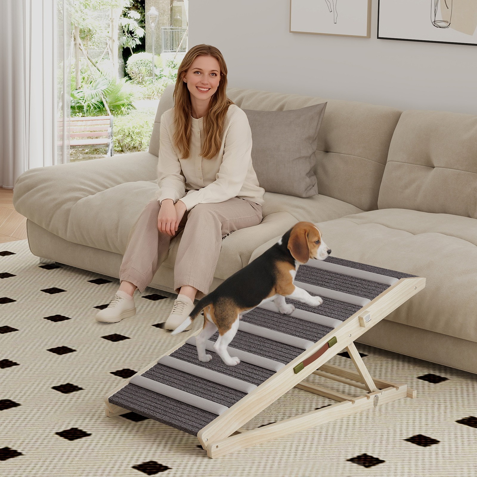 Dog Ramp for Couch, Adjustable Folding Pet Ramp for Small to Large Dogs