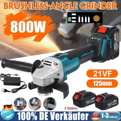 125mm Winkelschleifer Akku Trennschleifer Schleifmaschine mit 2*Akku & Ladegerät
