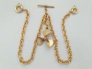 Double Albert Pocket Watch Chain Propeller Fob 72g gold plated unique one off!