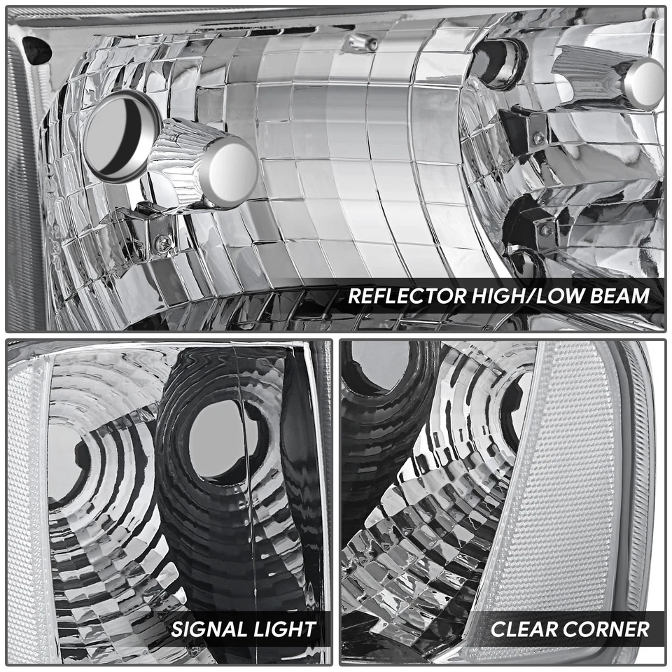 PARA 94-02 DODGE RAM 1500 2500 3500 CARCASA CROMADA FAROS ESQUINEROS TRANSPARENTES LÁMPARAS Foto 3 de 4