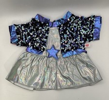 Build a Bear Honey Girls Dress Standard Size Blue Purple Star Silver Sequin