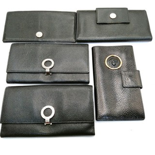 Bvlgari Versace Long Wallet 5 Set Black Leather 4613762 Italy 4613762