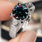 3 Ct Blue Moissanite/Black Diamond Engagement Men's Ring Sterling Silver Size 9
