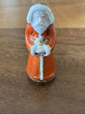 Vintage Royal De Limoges Peint Main Trinket Box Santa Clause