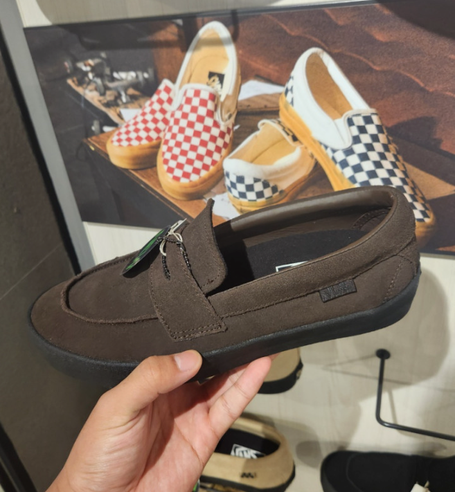 Vans Men's Skate Loafer Suede Brown Black Casual Shoes Sneakers