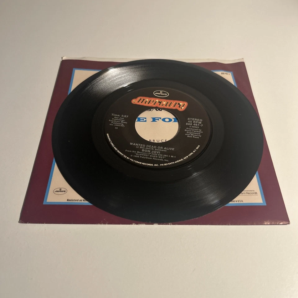 BON JOVI Wanted Dead Or Alive 45rpm From 1986 & Picture Sleeve - Image 3 of 4