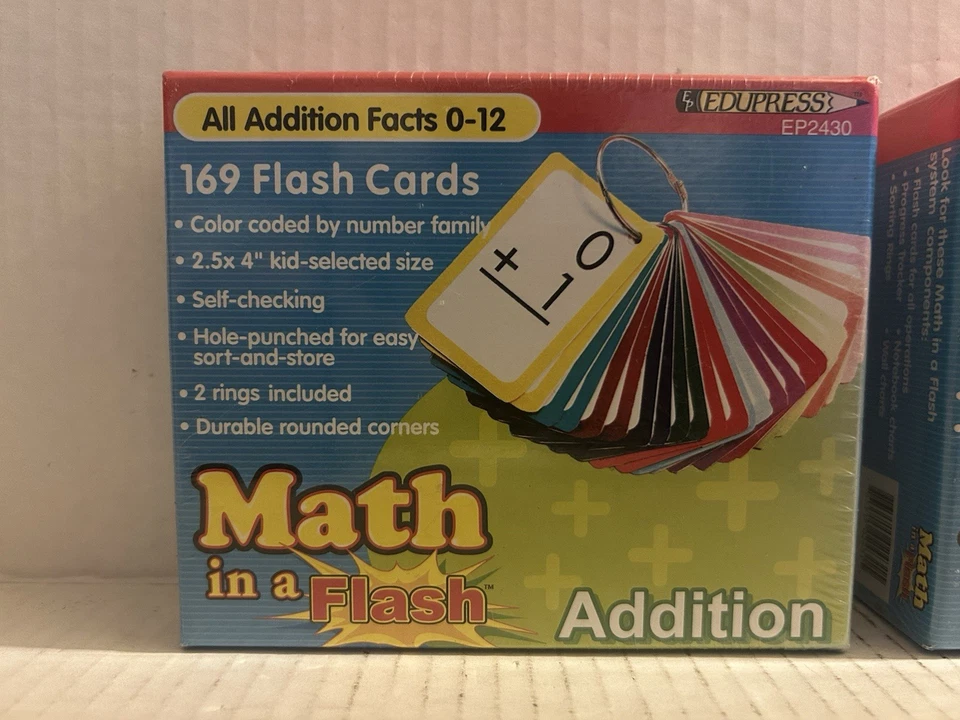 EDUPRESS 169 Flash Cards Math in a Flash Addition + Subtraction - Image 2 of 4