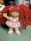 Cabbage Patch Kids Mini Figure Doll Red Curly Hair Pink Dress Green Eyes 1986