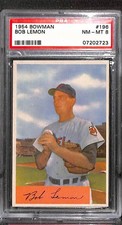 1954 Bowman #196 BOB LEMON PSA 8 NM-MT 07202723 