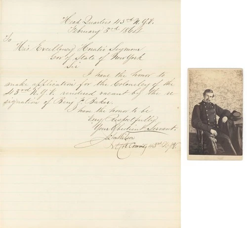 John Wilson – 43rd NY Vols – Civil War Letter to Gov. Horatio Seymour & CDV