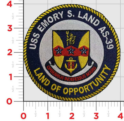 NAVY USS EMORY S LAND AS-39 EMBROIDERED PATCH HOOK & LOOP