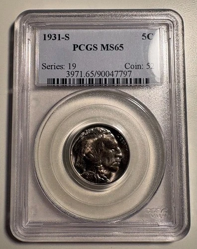 1931-S Buffalo Nickel PCGS MS-65 - Beautiful Bluish Toning!