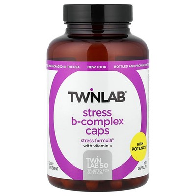 Twinlab Stress B-Complex Caps 100 Capsules No Artificial Colors, Yeast-Free