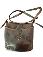Jack Georges Voyager Crossbody Brown Leather Shoulder Bag Adj Strap w Pockets