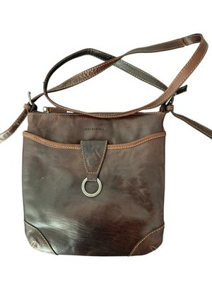 Jack Georges Voyager Crossbody Brown Leather  Shoulder Bag Adj Strap w Pockets