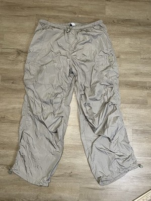 Divided H&M Beige Womens Sz L Cargo Jogger Pants Ruched Drawstring Waist