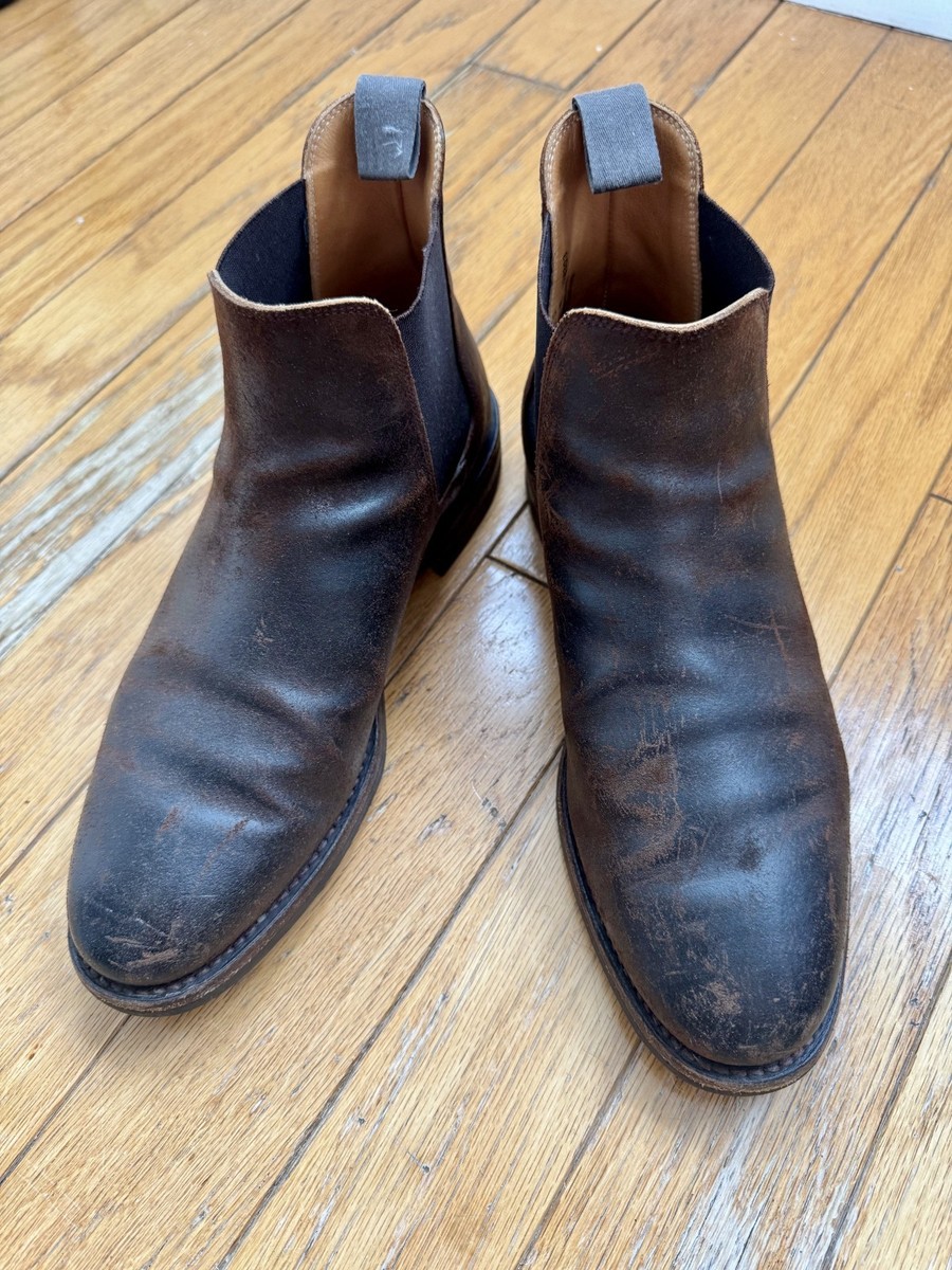 【美品】Crockett & Jones KENT UK5.5E Crockett & Jones Chelsea 5 Rough Out Waxed Suede Dark Brown Boots