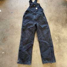 Vintage Carhartt Double Knee Overalls YYR02 BLK Quilted Lined