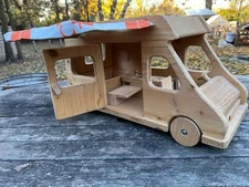 vintage Drei Blatter GERMANY Wooden Camper Van Doll 22" long Hand Crafted
