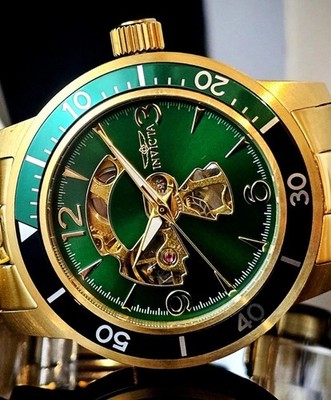 Invicta 45mm Mens Specialty Mechanical Skeleton Watch Gold Tome