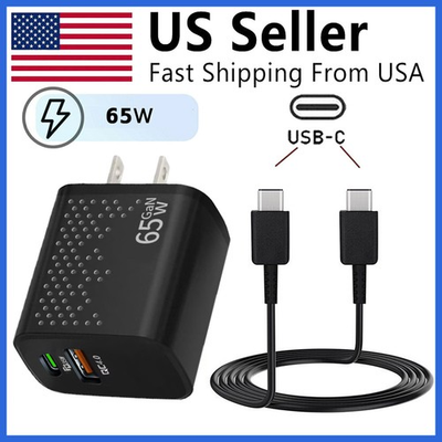 #ad 65W Super Fast PD Power Adapter Duo Wall ChargerCable For Samsung Android Phone $1.99