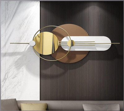 Modern Luxury Metal Wall Art Geometric Abstract Decor Gold Brown 50 in x 20 in