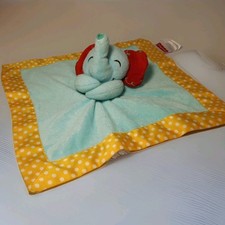 Fisher Price Elephant Yellow Polka Dot Security Blanket Blue Red Elephant 12 In