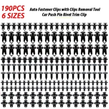 190PCS Auto Bumper Clips Rivet FENDER TRIM Car Push Pin FASTENER Panel Retainer