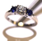 GIA certified 14k white gold .47ct diamond 3 stone sapphire engagement ring 3.3g — photo 9