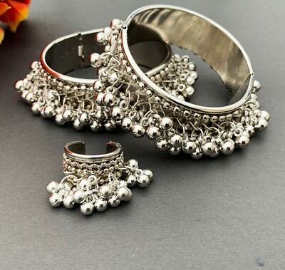 Afghani Ghungroo Kada Ring Indian Traditional Boho Oxidized