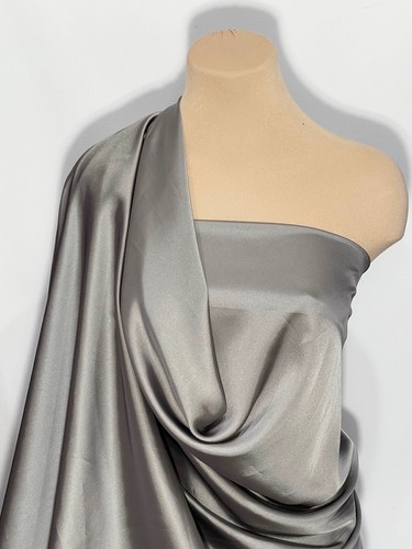 SATIN CHIFFON PLATINUM GREY SILKY DULL 60 " ..FORMAL, BLOUSES, DRESSES, DECOR - Picture 6 of 9
