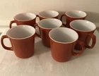 6 Vintage Corelle Cinnamon Orange Milk Glass 8oz Coffee Cups Mugs  EXCELLENT