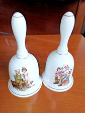 2 Norman Rockwell Porcelain Bells 1986 Cobbler Toy Maker Museum Collections