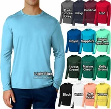 Mens Long Sleeve Fishing T-Shirt UPF 50 Boat UV Moisture Wicking XS-XL 2X 3X 4X