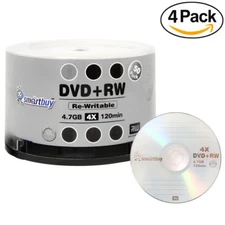 200 Pack Smartbuy Blank DVD+RW 4x 4.7GB Branded Logo Rewritable DVD Media Disc