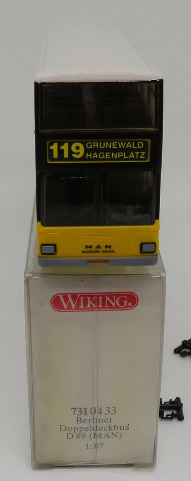 WIKING HO 1/87 MAN D89 BERLINER DOPPELDECK BUS 119 GRUNEVALD MAGENPLATZ #7310433 - Photo 2/4