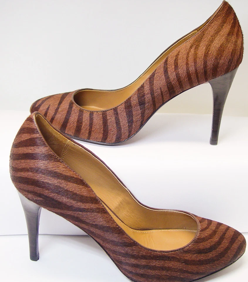 ELIE TAHARI TALLA 37 1/2 (US 7) PIEL DE BECERRO ANIMAL PRINT 3.5" TACONES ZAPATOS DE SALÓN BUEN ESTADO Foto 2 de 4