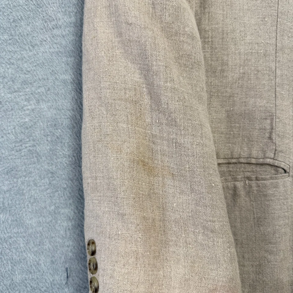 VTG GAP Blazer Mens Large Beige Linen Sport Coat Jacket Three Button Old Money - Image 4 of 4