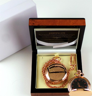 JOHN LENNON 18k Rose Gold Clad POCKET WATCH Luxury Wooden Case Ltd Edition