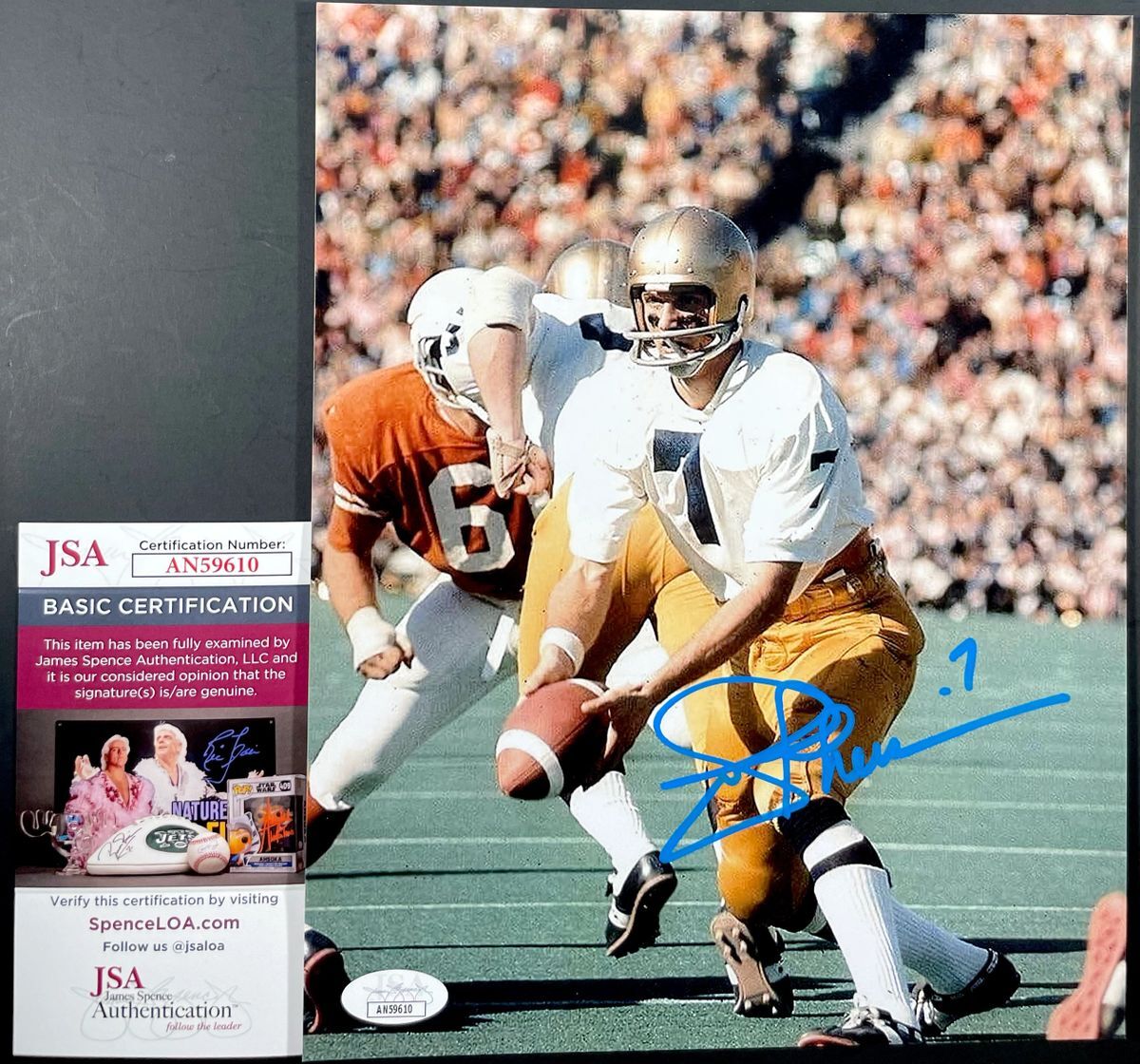 Joe Theismann Autographed Signed Notre Dame Fighting Irish NCAA Notre Dame Irish 8x10 Photo A JSA COA 