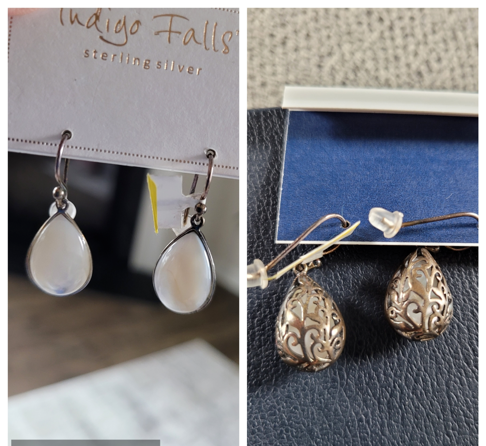 STERLING SILVER EARRINGS NEW INDIGO FALLS DANGLE DROP WHITE STONE EARRINGS