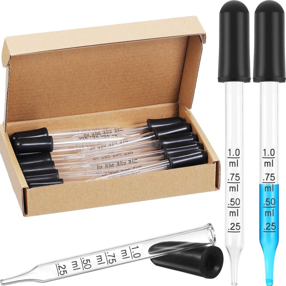 20 Pcs Glass Eye Droppers, 1 ml Liquid Droppers for Essential Oils Pipette Ca...