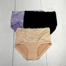 3 Pack High-Waisted Lace Trim Hipster Underwear Women's Size Large NEW