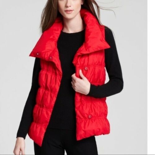 Eileen Fisher Red Puffer Down Vest Sz 