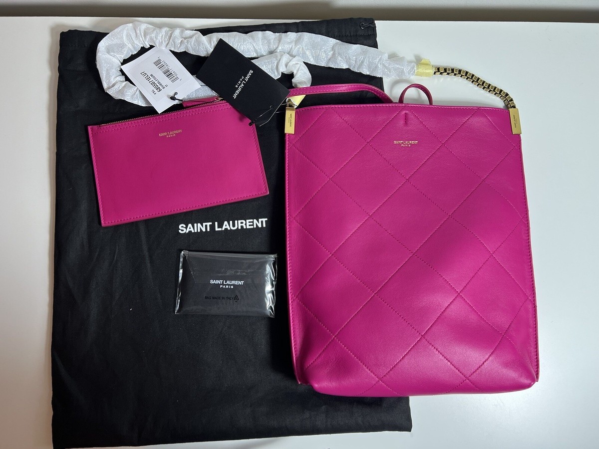 Authentic Saint Laurent Suzanne Lambskin Leather Hobo Bag