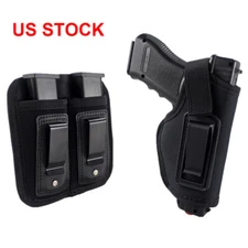 Concealed Carry Right Hand IWB Gun Holster with Clip & Double Mag Pouch Holder