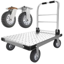 2000 lbs Heavy-Duty Steel Platform Truck - Hand Push Flat Cart Easy Transport